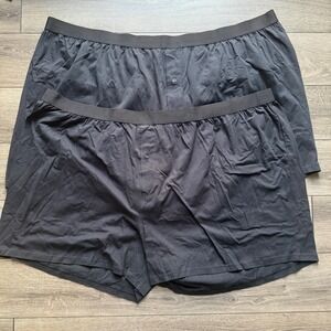NWOT Amazon Essentials Men 5XL Black Knit Boxer Briefs Button Fly 2 Pack Stretch